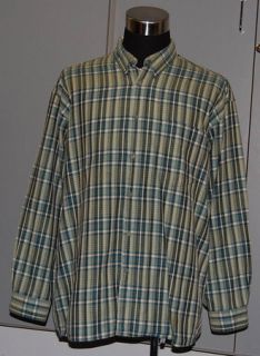 Jhane Barnes Long Sleeve Green Cotton Shirt Mens XL