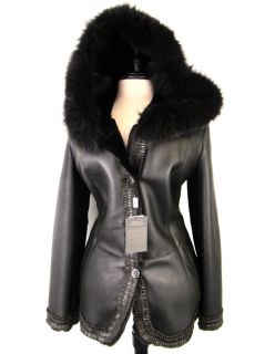 New Womens DI BELLO Leather Mink Shearling Coat Jacket 42 S M L NWT $ 