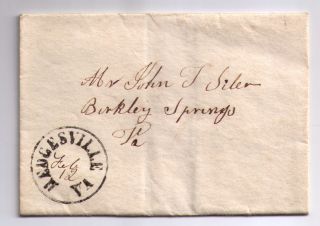   Letter 1851 Hedgesville VA Berkeley Springs VA 28mm cancel w contents