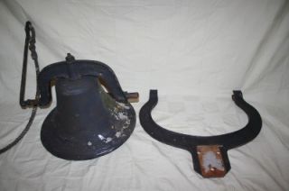 Antique C s Bell Metal Cast Iron Farm Ranch School Bell 2 Yoke Upright 