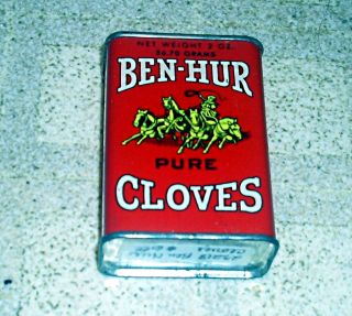 Vintage Ben Hur 2 Ounce Pure Cloves Spice Tin Good Clean Condition 