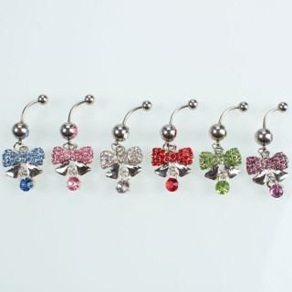   Crystal Dangle Bars Silver plated Navel Belly Button Ring Body Jewelry