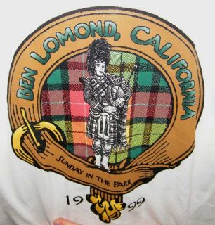 Ben Lomond CA Sunday in The Park 1999 T Shirt Sz L Tartan Scottish Bag 