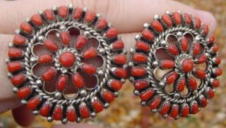Beautiful Signed MD Besselente Sterling Red Coral Southwestern 