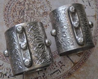 Vintage Solid Berber Bedouin Silver Bracelets Cuffs