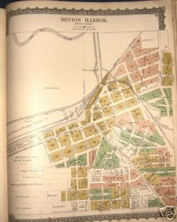 Benton Harbor Berrien Co Michigan Town Plat Map 1887