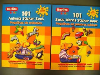 Lot 2 Berlitz Spanish English Learn Words kids sticker books