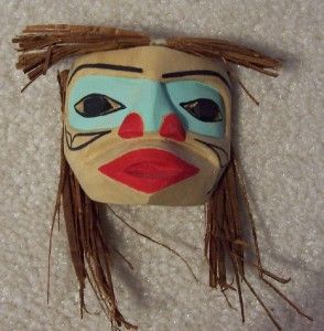 NW Coast Native Art Female Wood Mask Signed Betty Joe