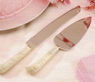 Wedding Carved Ceramic Handle Knife Server