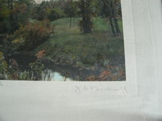 Vintage BICKNELL PRINT.Meadow Brook. Sign. Framed In the Style of 