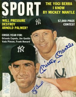 Mickey Mantle Yogi Berra Signed Autographed 1963 Yankees Sport 
