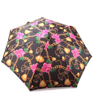 The Betseyville Heart & Chain Compact Umbrella   Black features 