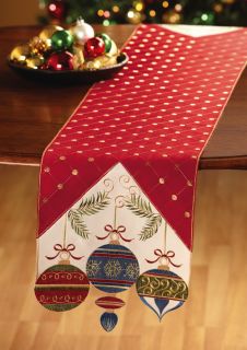   Ornament Embroidered Table Runner CHRISTMAS Home Decor Decoration
