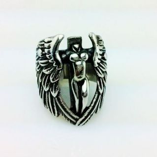 Handsome Boyz Single Wing Angel style stainless steel rings size 9#