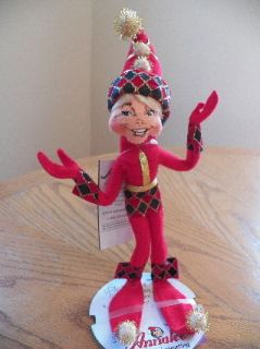 nwt 2007 annalee christmas doll 9 red harlequin elf time