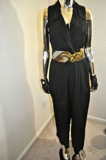 RARE VINTAGE 80S DOUBLE BREASTED TUXEDO BLACK FULL PANT JUMPER 