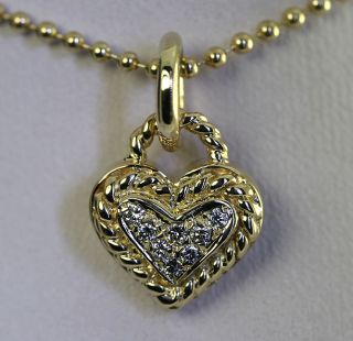 10ct Etruscan Diamond Pave Heart Rope Detail 14k Yellow Gold Pendant 