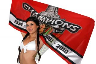   Chicago Blackhawks Stanley Cup 2010 Champions Flag Banner NHL
