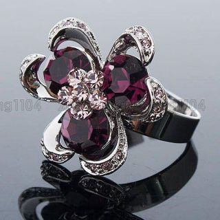   7ct Purple Cubic Zirconia Big Flower Ring 93298 