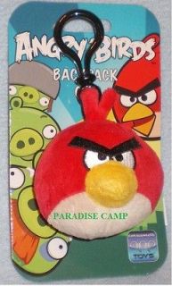 NEW RED ANGRY BIRDS SOFT PLUSH TOY PET DOG CAT CLIP KEYCHAIN 8cm/3 