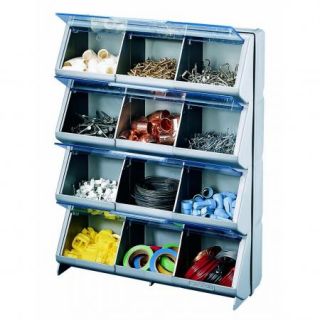 12 Bin Storage Organizer for Small Part and Supplies with Clear Lids 
