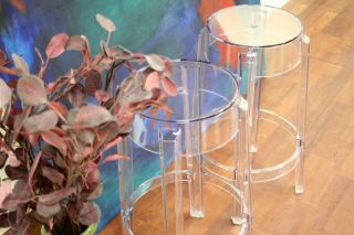 Set of 2 Bettino Ghost Counter Stool Clear Ghost Stool