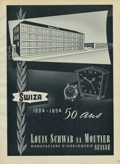 1954 Swiza Watch Company 50th Anniversary Vintage 1954 Swiss Ad Suisse 
