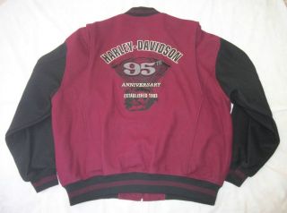 Harley Davidson Jacket 95th Anniversary Wool Varsity Letterman Bomber 