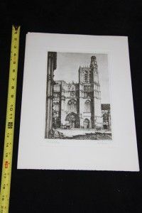   Chamberlain Etching Ancient Spires Quimper France Brown Bigelow