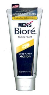 Mens Biore Facial Foam Deep Clean Action Super Scrub