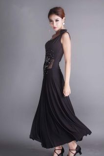 Gorgeous Black Floral Flamenco Latin Guo Biao Ballroom Dance Dress 