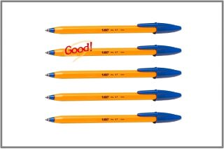 bic orange ball pen 0 7mm blue x 5