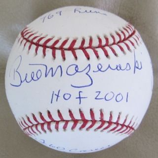 BILL MAZEROSKI Hand Signed 14 STAT BALL STATBALL Baseball 
