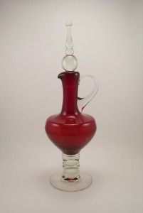 Bischoff Art Glass Ruby Red Pedestal Decanter~West Virginia (
