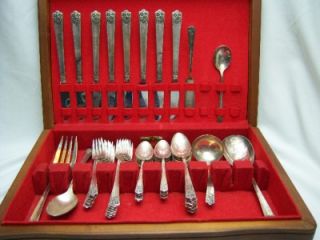 William Rogers & Son 47 Pc Set Silverplate Flatware April With Box