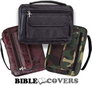 Bible Cover Book Case Tote Leather Bag Brown Black Camo Camoflauge 