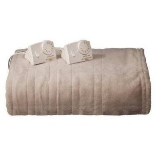 NEW Biddeford Micro Plush QUEEN Electric Blanket ~ 2 Controllers Taupe 