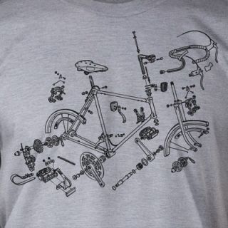 Bike Parts Retro Bicycle Biking Sport Funny Athletic Geek Shirt T 
