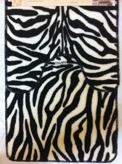   Piece BATHROOM rug set Animal Black Zebra bath mat toilet contour rugs