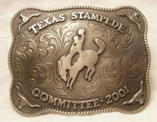   Silver Texas Stampede Committee Belt Buckle Big Bend Saddlery