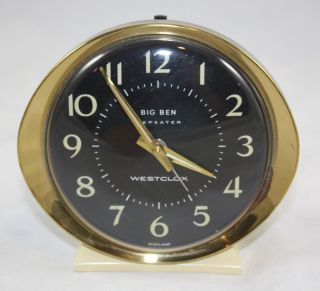 VTG Big Ben Westclox Alarm Clock Mid Century Madman Illuminated ~ Made 