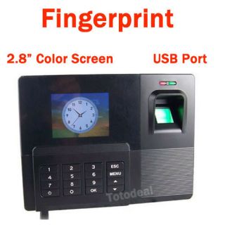 Color Screen Biometric Fingerprint Attendance Employee Time Clock 