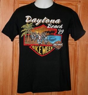 1989 Bike Week Vintage Daytona Beach T Shirt s Mike Dennistons Harley 