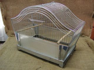 Vintage Bird Cage Old Antique Cages Birds Stand Chrome Stainless 