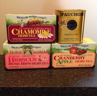 Bigelow Chamomile Hibiscus Rose Cranberry Apple and Fauchon Christmas 