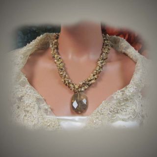 OOAK HANDMADE NATURAL STONE NECKLACE JEWELRY SET.