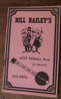 BILL BAILEYS SING ALONG SONG BOOK FROM OMAHA NEBRASKA IN HISTORIC 