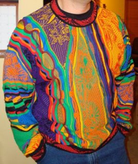   Coogi Mens size XL Sweater Bright Colorful Bill Cosby ish Vtg 80s 90s