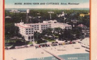 Hotel Buena Vista Cottages Biloxi MS Linen Postcard