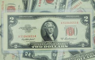   RED SEAL $2 NOTE HIGH GRADE VF CURRENCY BILL w/ BCW HOLDER PAPER MONEY